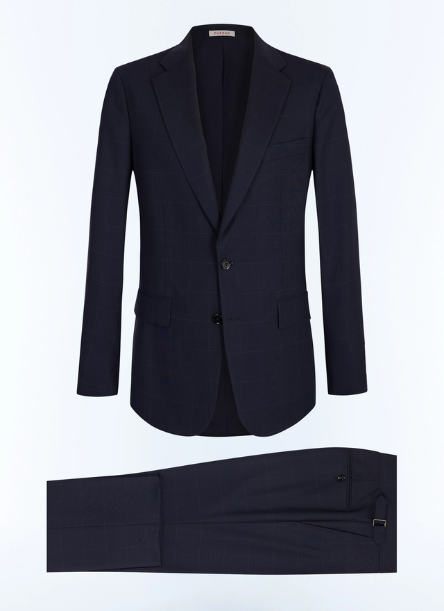 Men's navy blue - large subtle checks suit Fursac - C3JARA-JC11-D030
