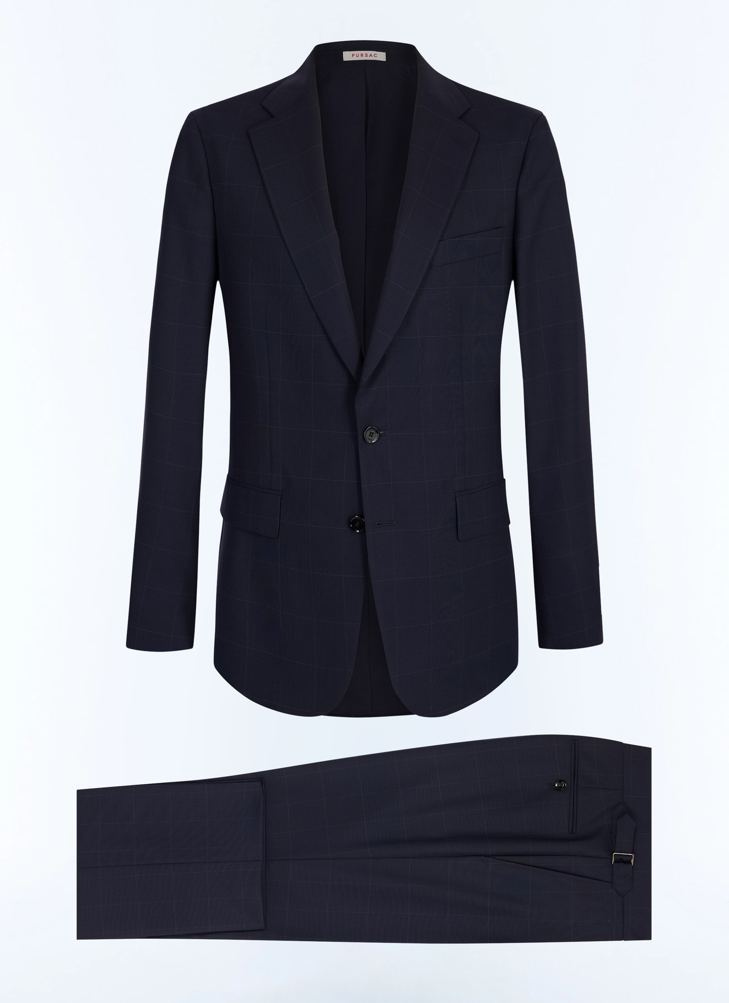 Men's navy blue - large subtle checks suit Fursac - C3JARA-JC11-D030