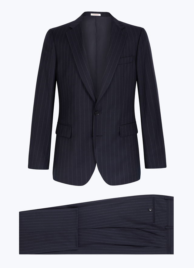 Men's blue, navy blue virgin wool suit Fursac - C3ECOM-EC01-D030