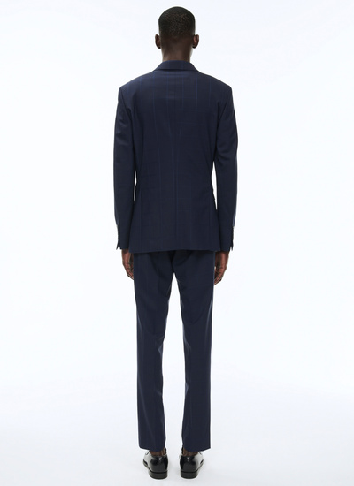 Men's blue, navy blue blended wool canvas suit Fursac - C3AVRA-BC14-31