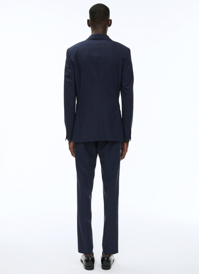 Men's blue, navy blue blended wool canvas suit Fursac - C3AVRA-BC14-31