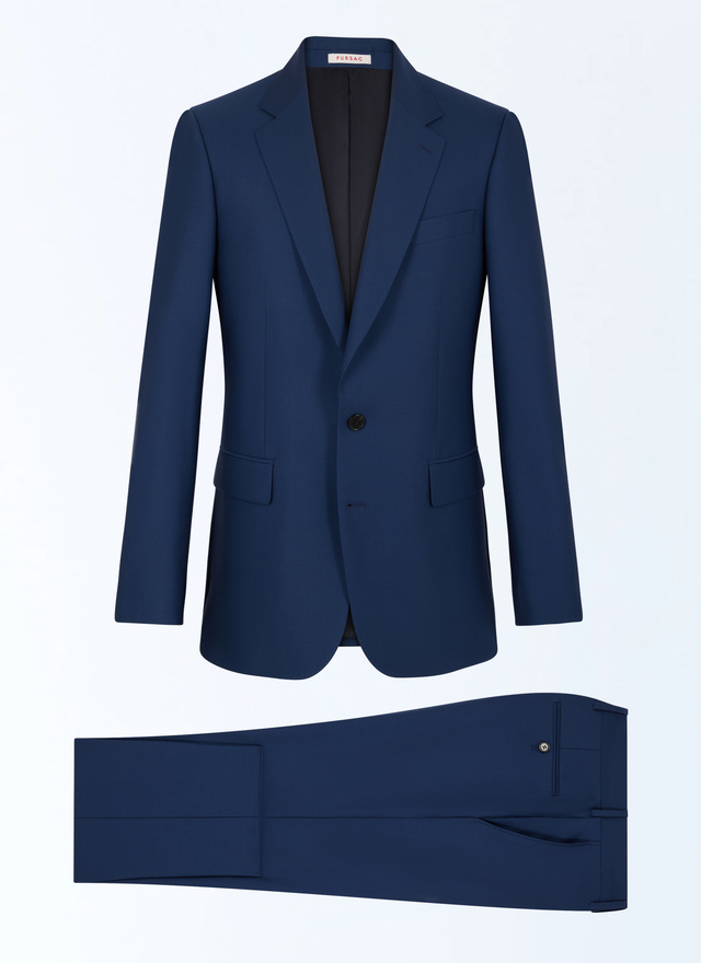 Men's blue, navy blue virgin wool canvas suit Fursac - C3EXUN-FC32-D032