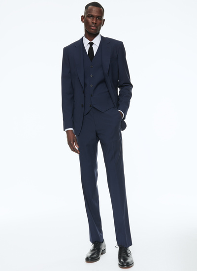 Men's suit petrol blue virgin wool Fursac - C3SOXE-VC60-32