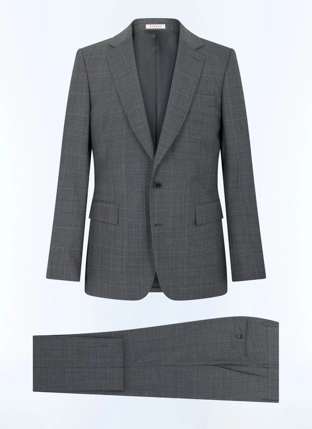 Men's steel grey - prince of wales pattern suit Fursac - C3FOXA-FC20-B022