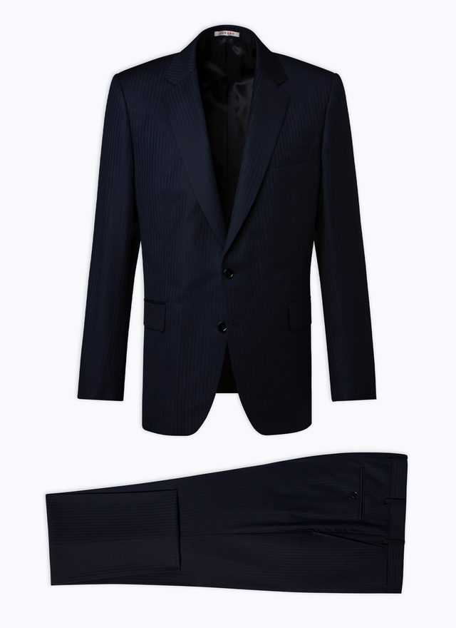 Men's blue, navy blue virgin wool serge suit Fursac - C2AIDO-DC10-D030