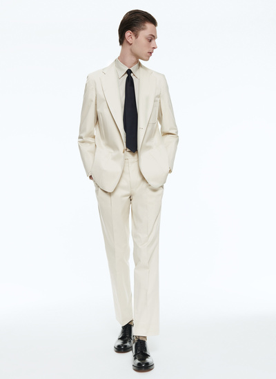 Men's suit beige cotton gabardine Fursac - C3BAMS-BX03-03