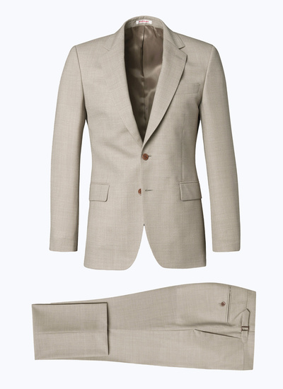 Men's beige, ecru virgin wool canvas suit Fursac - C3BAXI-BC31-56