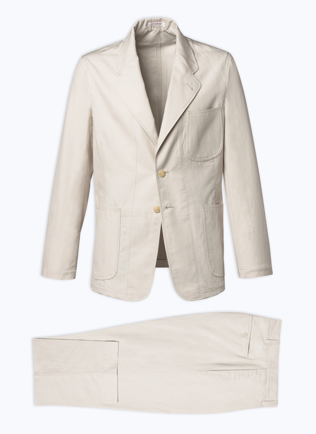 Men's beige, ecru linen and cotton canvas suit Fursac - C3DANA-DX09-A006