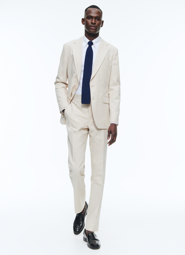 Men's suit beige cotton and linen canvas Fursac - C3DODI-DX03-A005