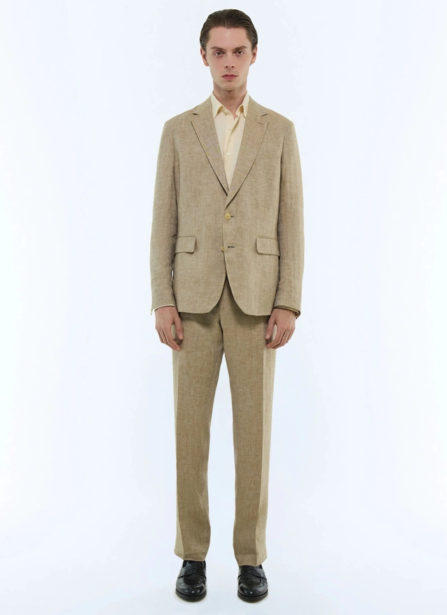 Men's suit beige certified linen serge Fursac - C3FRAT-FX07-A008