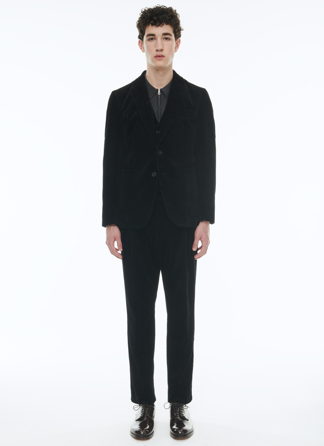 Men's suit black corduroy Fursac - C3CAMS-CX47-B020