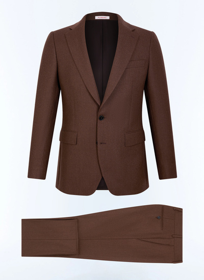 Fursac men's suit - Brown slim-fit flannel suit C3JEXU-LC17-G018