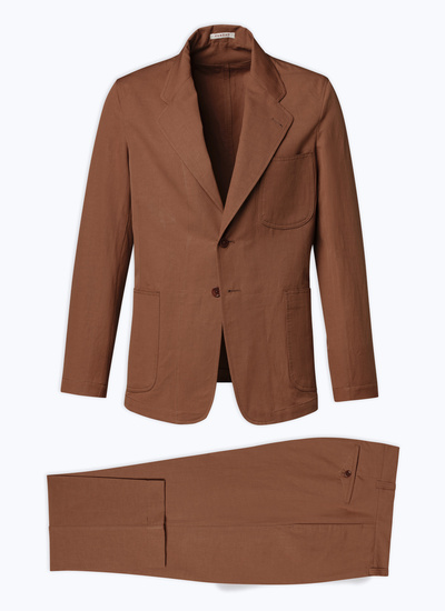 Men's suit camel brown linen and cotton canvas Fursac - C3DANA-DX06-G005