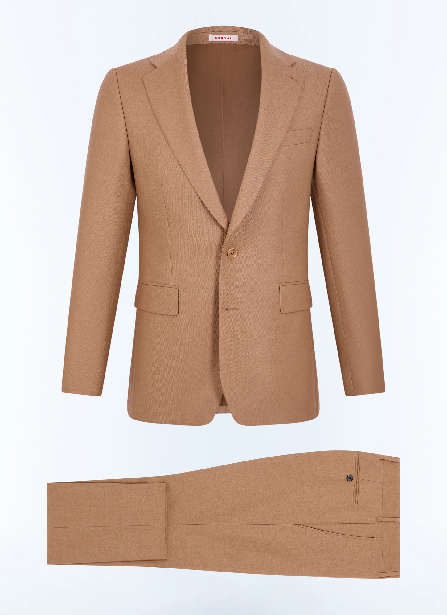 Men's main fabric: 100% virgin woolunder collar: 80% polyester, 20% viscosebody lining: 100% viscosesleeve lining: 57% viscose, 41% acetate, 2% cupro suit Fursac - C3JEXU-LC14-A011