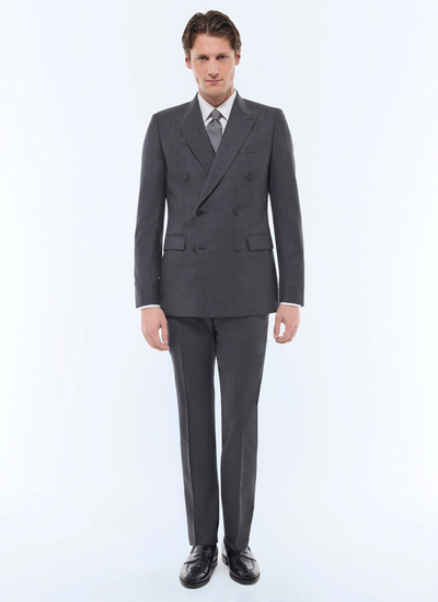 Men's suit charcoal grey end-on-end virgin wool Fursac - C3FOCA-CC64-B029