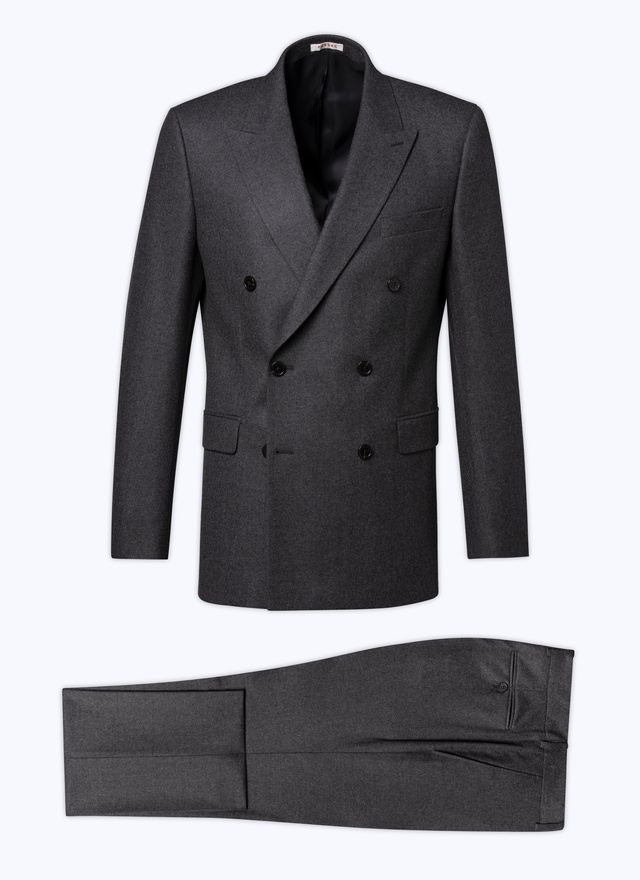 Fursac men's suit - Charcoal grey grey wool flannel double-breasted suit C3VOCA-OC55-22