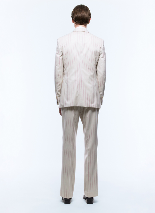 Men's ecru - pink stripes suit Fursac - C3ELLA-EC10-A002