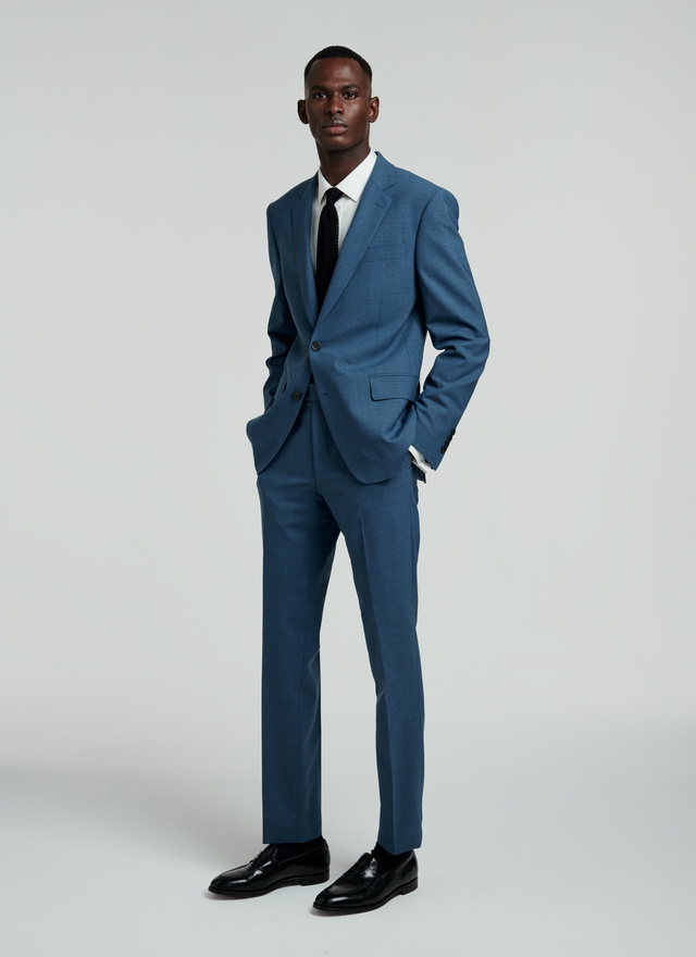 Men's suit flecked blue virgin wool Fursac - 22EC3VOXA-SC31/36