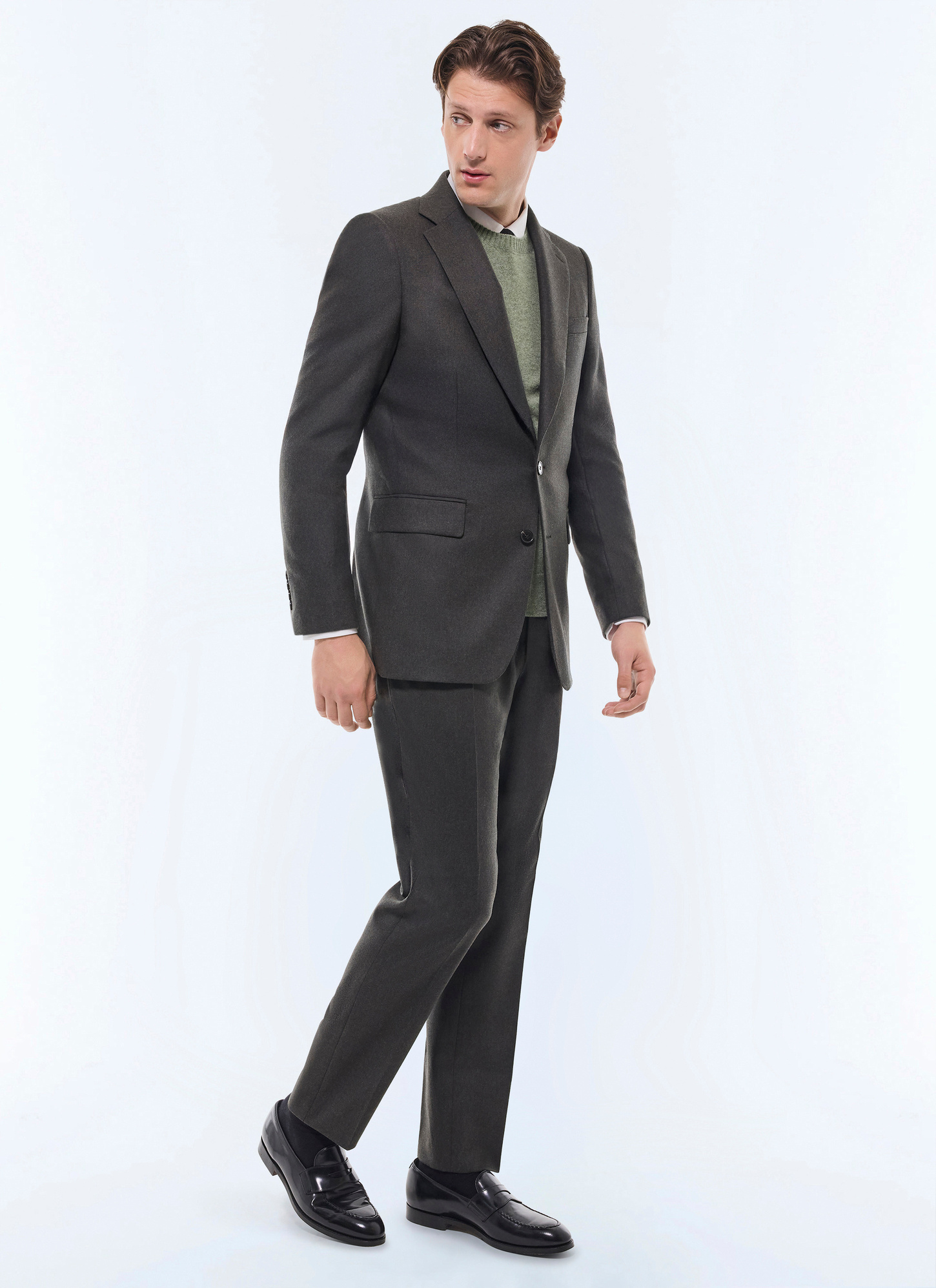 Men's suit forest green certified wool flannel Fursac - C3FEXU-EC29-H011