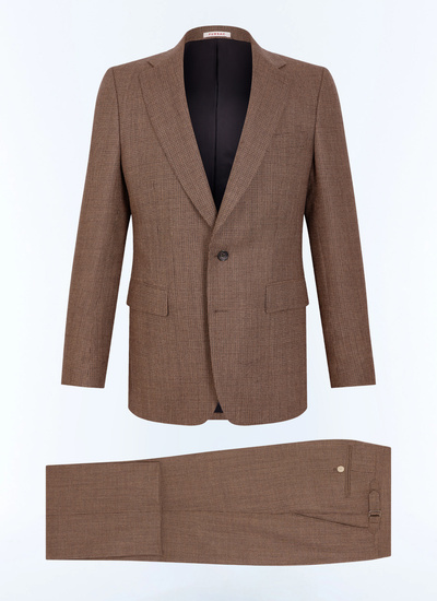 Men's suit mocha main fabric: 100% virgin wool under collar: 80% polyester, 20% viscose body lining: 100% viscose sleeve lining: 57% viscose, 41% acetate, 2% cupro Fursac - C3JEXU-LC04-G022