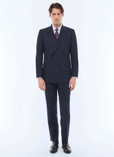 Men's suit navy blue certified virgin wool flannel Fursac - C3FOCA-EC29-D030