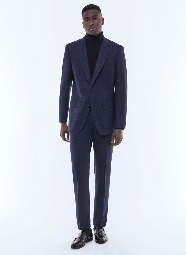 Men's suit navy blue virgin wool, cotton and linen Fursac - C3GITO-CX40-D030