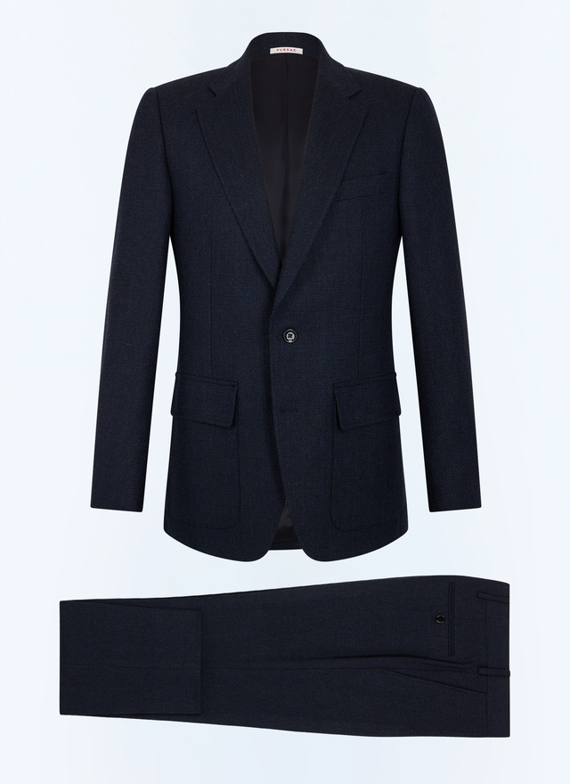 Men's suit navy blue virgin wool, cotton and linen Fursac - C3GITO-CX40-D030
