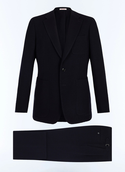 Men's suit navy blue certified virgin wool seersucker crepe effect Fursac - C3JADO-JX04-D030