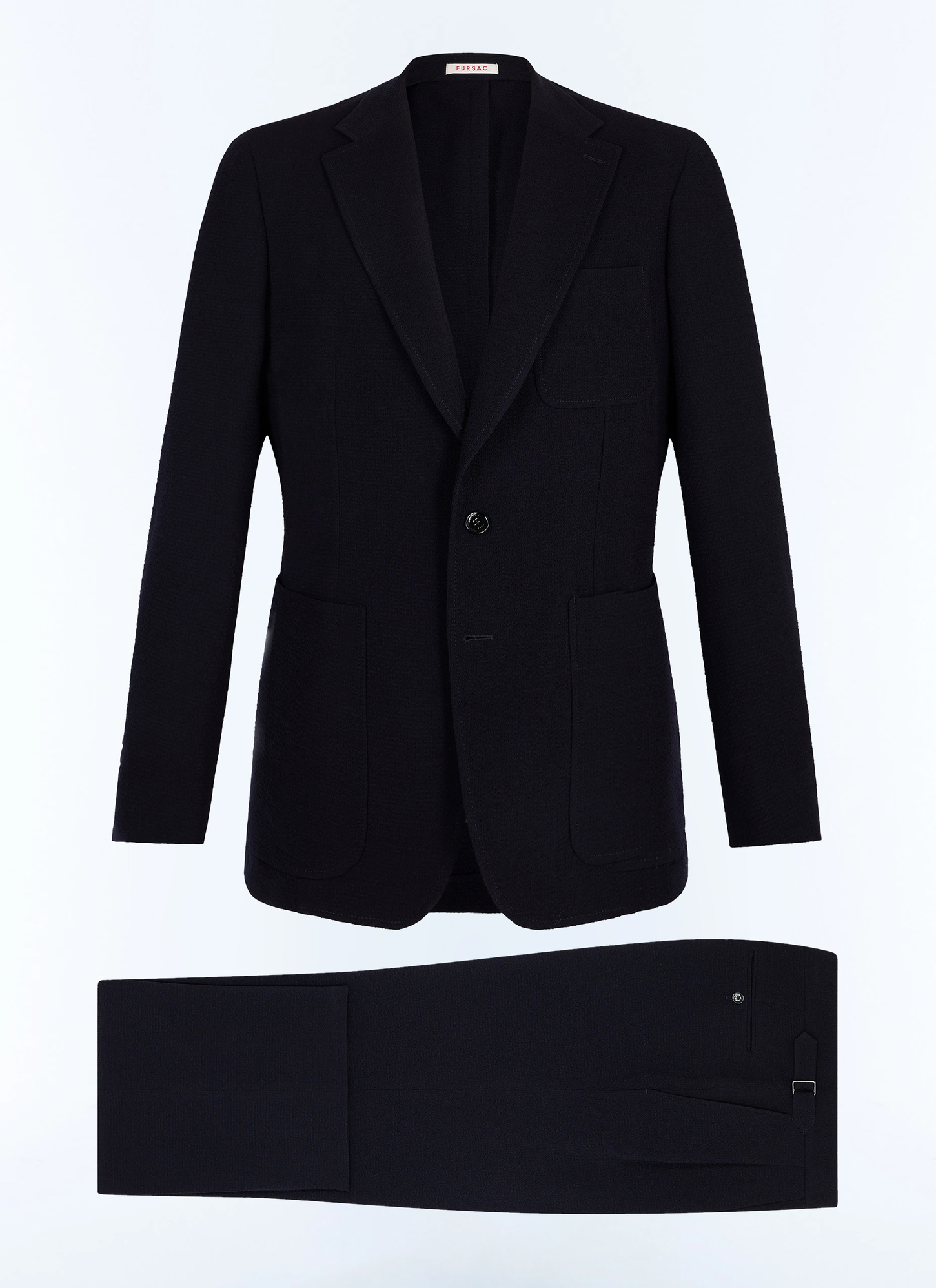 Men's suit navy blue certified virgin wool seersucker crepe effect Fursac - C3JADO-JX04-D030