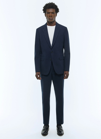 Men's suit navy blue organic cotton seersucker Fursac - C3FAMO-LX15-D030