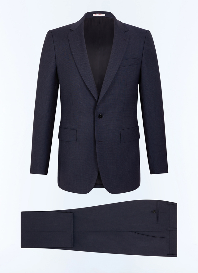 Fursac men's suit - Navy slim-fit checked wool suit C3FOXA-LC05-D030