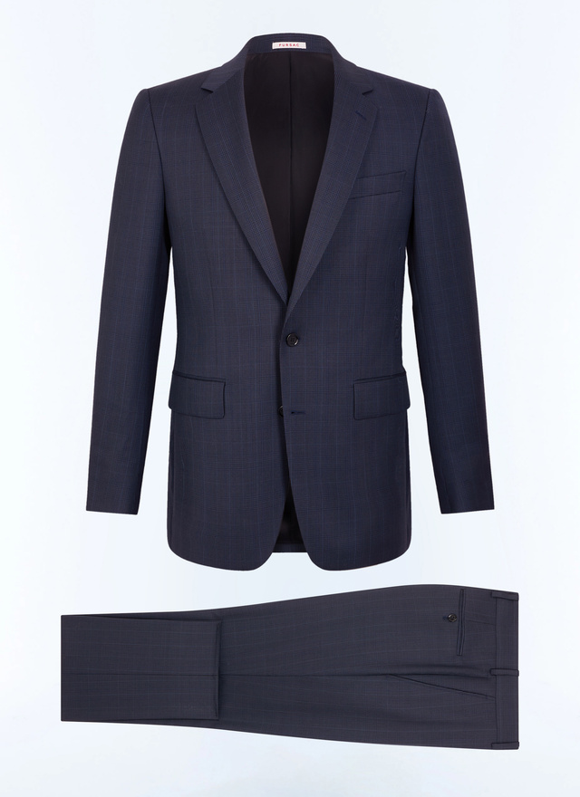 Men's suit navy main fabric: 100% virgin woolunder collar: 80% polyester, 20% viscosebody lining: 100% viscosesleeve lining: 57% viscose, 41% acetate, 2% cupro Fursac - C3FOXA-LC08-D030