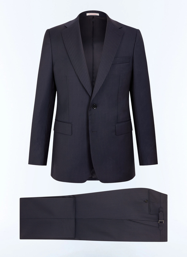 Men's suit navy main fabric: 100% virgin woolunder collar: 80% polyester, 20% viscosebody lining: 100% viscosesleeve lining: 57% viscose, 41% acetate, 2% cupro Fursac - C3JEXU-LC21-D030