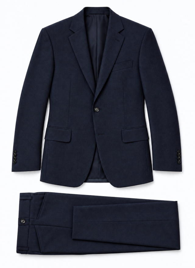 Fursac men's suit - Navy herringbone wool suit C3LOCA-LC10-D030
