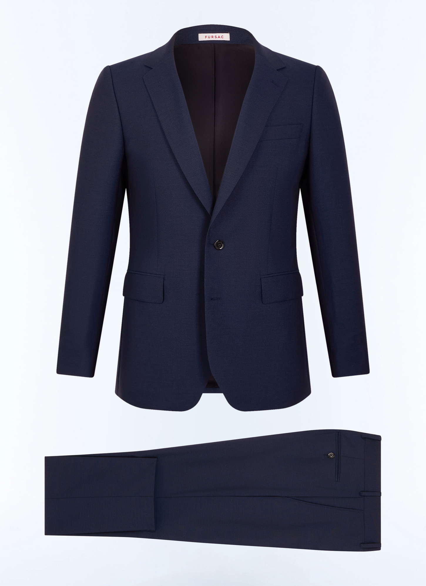 Men's suit petrol main fabric: 100% virgin woolunder collar: 80% polyester, 20% viscosebody lining: 100% viscosesleeve lining: 57% viscose, 41% acetate, 2% cupro Fursac - C3FOXA-BV01-D032