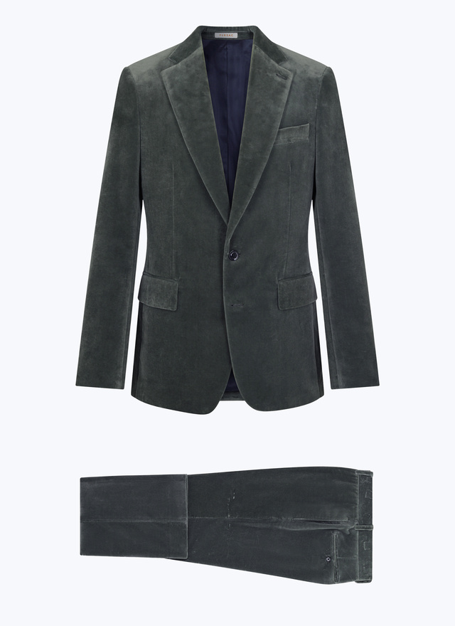 Men's green velvet suit Fursac - C3ELLA-EC21-H018