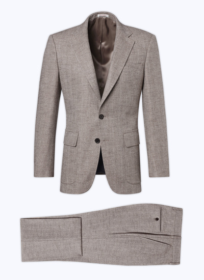 Fursac men's suit - String-like beige - Herringbone pattern wool fitted suit with herringbone C3CITO-CX40-A006