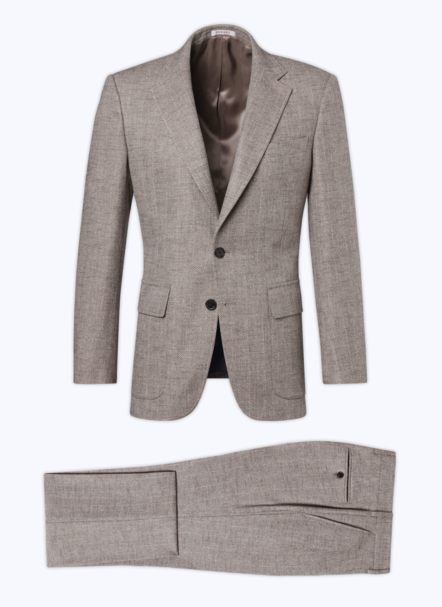 Men's string-like beige - herringbone pattern suit Fursac - C3CITO-CX40-A006