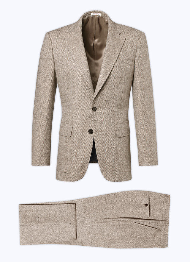 Men's string-like beige - herringbone pattern suit Fursac - C3CITO-CX40-A006