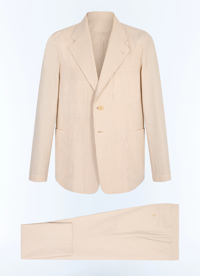 Men's white - beige stripes suit Fursac - C3JANA-LX15-A008
