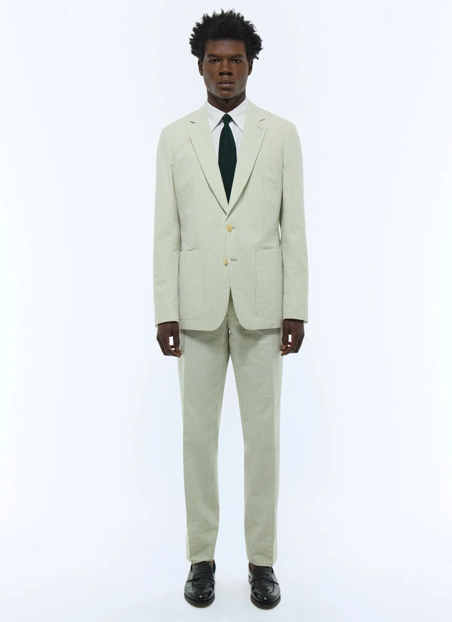 Men's suit white cotton seersucker Fursac - C3FLEN-FX01-H004