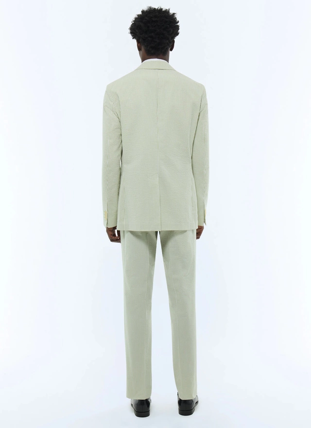 Men's green cotton seersucker suit Fursac - C3FLEN-FX01-H004