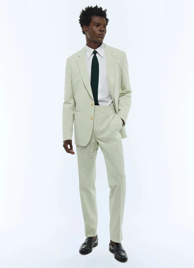 Men's suit white cotton seersucker Fursac - C3FLEN-FX01-H004