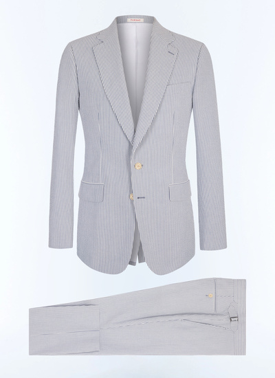 Men's white - sky blue stripes suit Fursac - C3JADA-LX15-D039