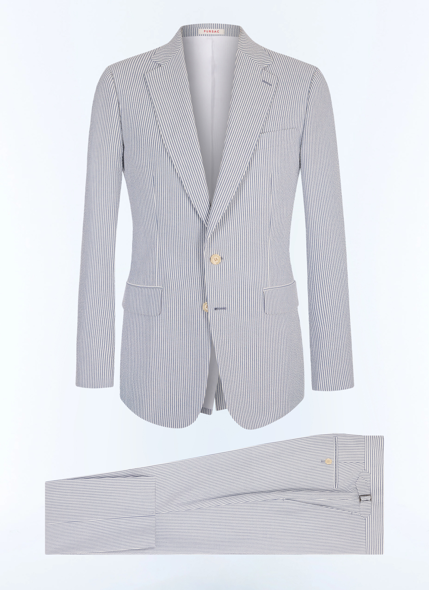 Men's white - sky blue stripes suit Fursac - C3JADA-LX15-D039