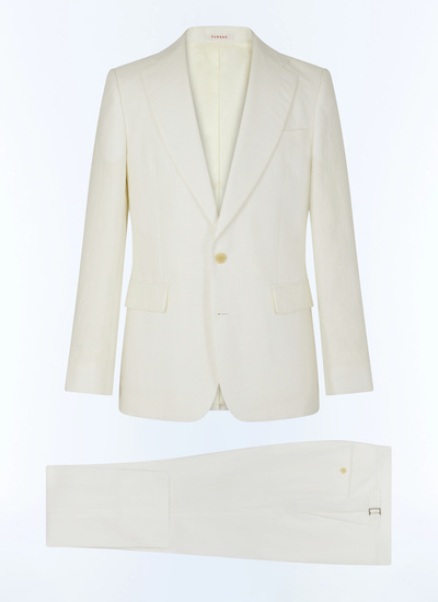 Men's white - tone on tone herringbone suit Fursac - C3FEDO-FX03-A001