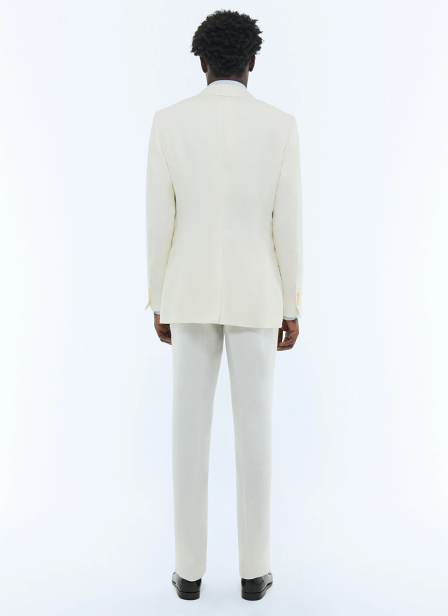 Men's white, ecru certified linen serge suit Fursac - C3FEDO-FX03-A001