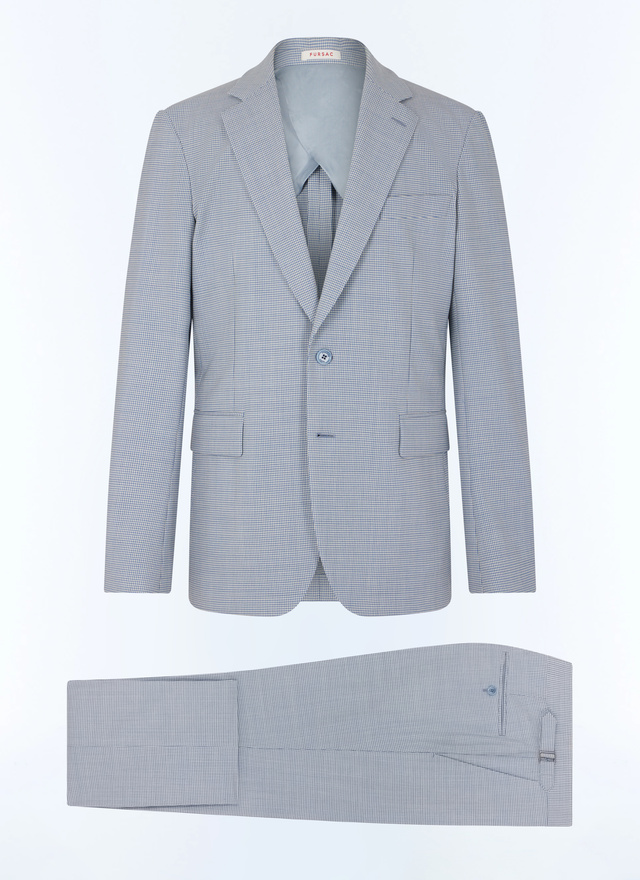 Men's blue, navy blue virgin wool and elastane serge suit Fursac - C3DOLY-DC29-D003