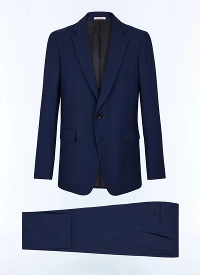 Men's blue, navy blue basket weaved virgin wool suit Fursac - C3CAGE-SX05-31