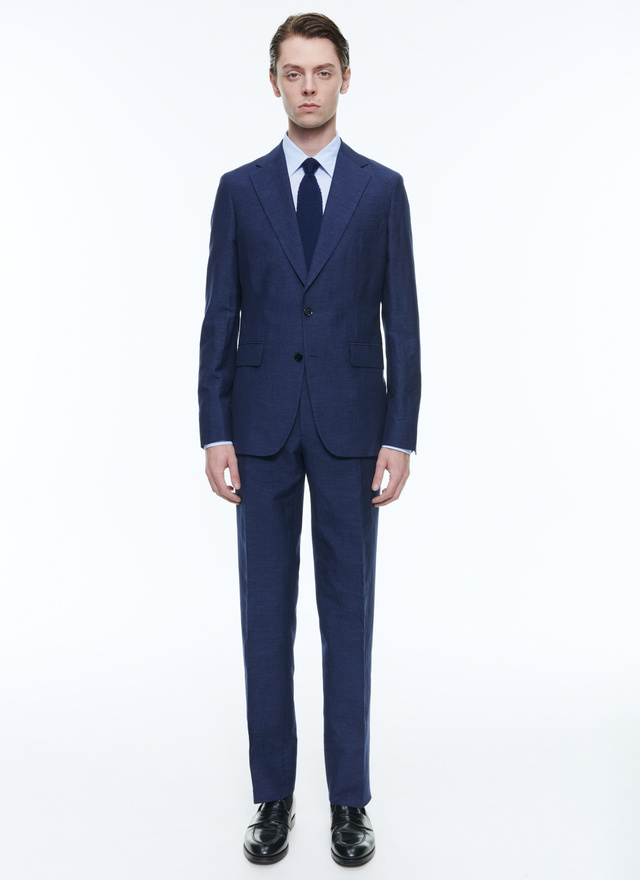 Men's suit medium blue linen and virgin wool Fursac - C3DOST-DC28-D029